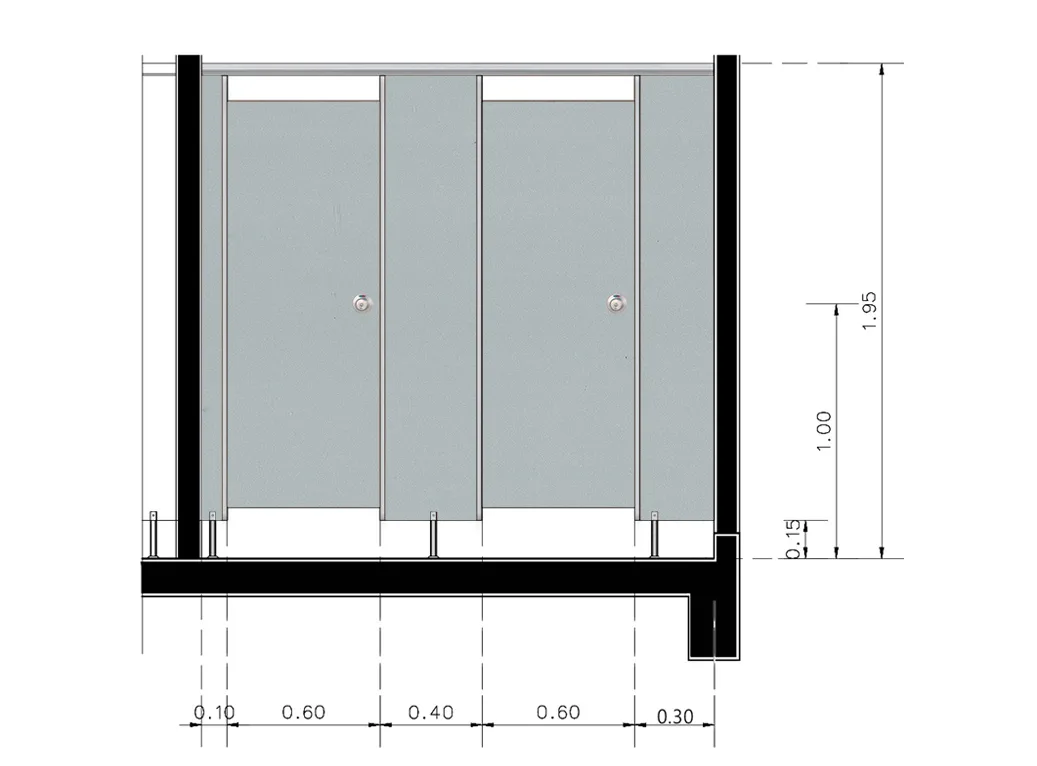 งานเขียนแบบผนังกั้นห้องน้ำ ลักษณะไม้ปาร์ติเกิลกันชื้น HMR (V313)