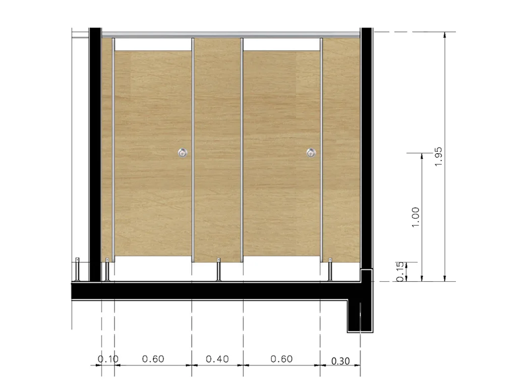 งานเขียนแบบผนังกั้นห้องน้ำ ลักษณะไม้ปาร์ติเกิลกันชื้น HMR (V313)